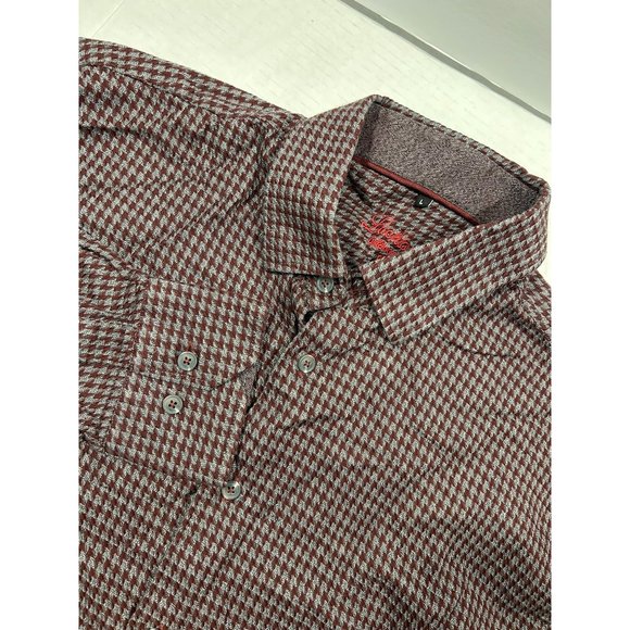 Luchiano Visconti Burgundy Houndstooth Long‎ Sleeve Button Down Mens Large - Picture 1 of 8